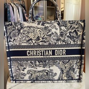 CHRISTIAN DIOR CANVAS EMBROIDERED TOTE